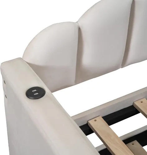 Vista 9 de Bellemave Cama diurna tamaño twin con nido para adultos, niños, niñas, adolescentes, camas diurnas con nido para sala de estar, terciopelo, beige