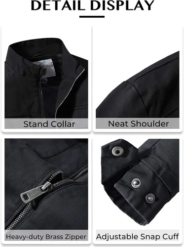 Vista 5 de WenVen Chaqueta militar de algodón de primavera para hombre, abrigo de lona ligero casual