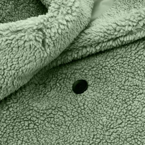 Vista 8 de ZHICHUANG Chaqueta fresca de invierno para niños y niñas con botones de forro polar caqui abrigo cálido con bolsillos de 1 a 6 años Caqui