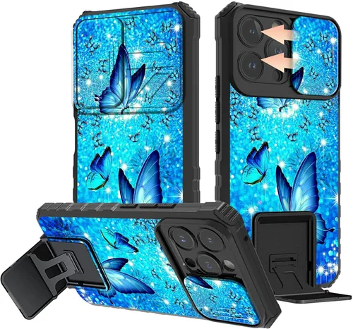 Vista 61 de Rossy Funda para iPhone 14 2022, para iPhone 14 con funda deslizante para cámara deslizante, soporte integrado, doble capa híbrida, a prueba de 1-37