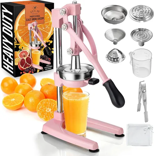 Vista 46 de Zulay Kitchen - Exprimidor de hierro fundido, exprimidor manual naranja, prensa de cítricos, color negro 01 - negro