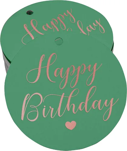 Vista 57 de Etiqueta de papel para colgar con texto en inglés «Happy Birthday» (50 unidades)