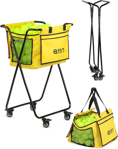 Vista 7 de A11N SPORTS Pickleball & Tennis Ball Hopper with Wheels, Foldable Cart Negro