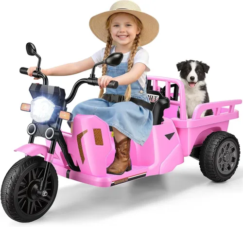 Vista 8 de Hikole Motocicleta eléctrica de 12 V y 3 ruedas para niños a partir de 3 Verde militar