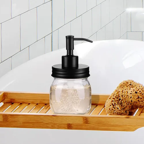Vista 7 de Amolliar Dispensador de jabón líquido en tarro Mason de 10 onzas, bomba y tapa de acero inoxidable, bonita decoración de granja para cocina, baño