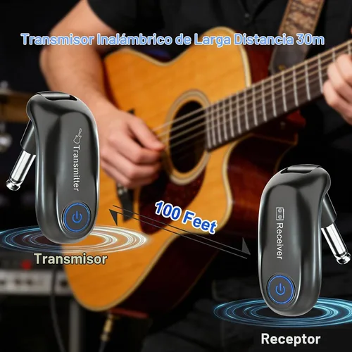 Vista 2 de Sistema de guitarra inalámbrico, transmisor de audio y receptor de carga
