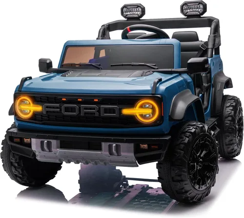 Vista 13 de YOFE Juguete de batería de 12V para niños, Ford Bronco Raptor Coche eléctrico para niños con control remoto para padres, camioneta con batería