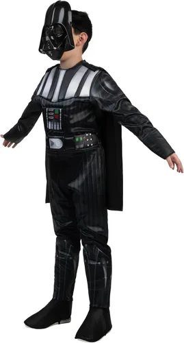 Vista 6 de Star Wars Darth Vader Official Youth Costume - Premium Quality Padded Jumpsuit with Plastic Mask and Detachable Cape