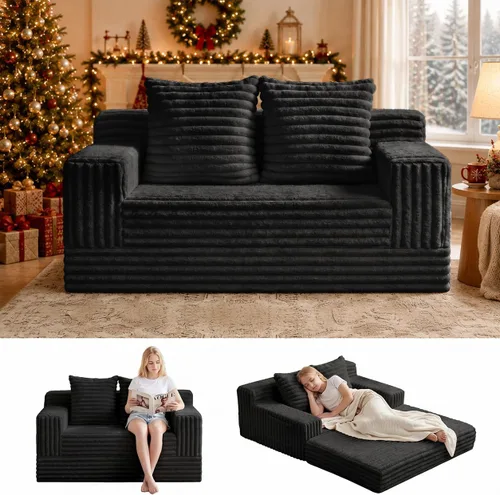 Vista 12 de Sofá cama convertible sin hueso de gran tamaño, sofá cama futón plegable, sofá cama tamaño Queen, sofá plegable sin hueso, sofá cama extraíble