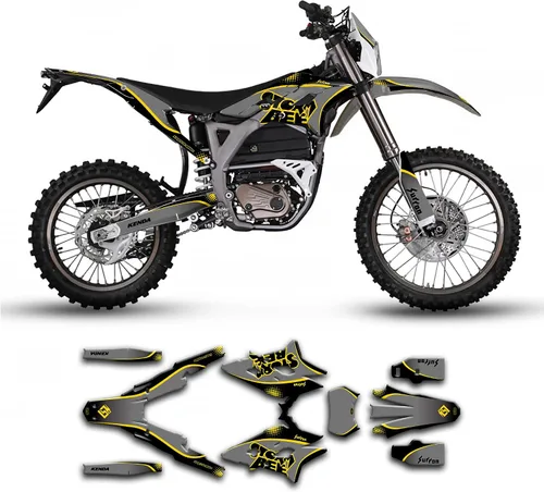 Vista 23 de SRSB21N003-KOR - Kit de calcomanías personalizadas para Surron Sur-Ron Storm Bee, negro y amarillo