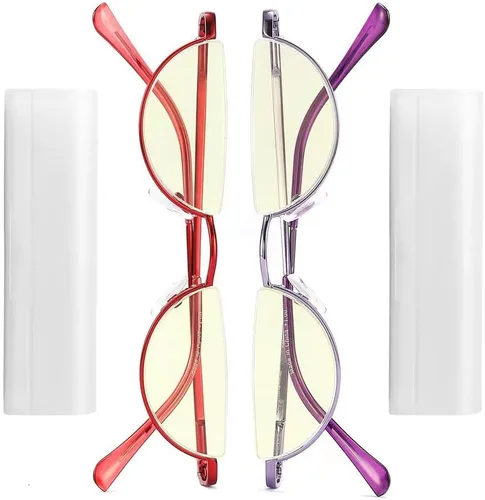 Vista 6 de touk Half Frame Reading Glasses Anti Blue Light UV Filter, Half Moon Lens Semi Rim Spring Hinge Readers with Case for Women