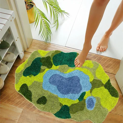 Vista 3 de LEVINIS Moss - Alfombra de baño con diseño de musgo, antideslizante, suave y absorbente de agua, 31 x 20 pulgadas