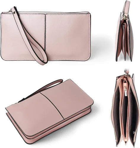 Vista 6 de Befen - Bolso clutch de mano de cuero con correa para teléfono celular, organizador de tarjetas