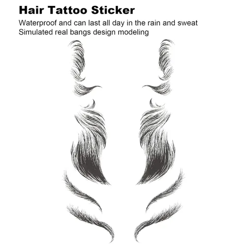 Vista 5 de Calcomanías para el cabello para mujer, calcomanías realistas de flequillo para línea de cabello alta y peinados de moda, calcomanía de línea