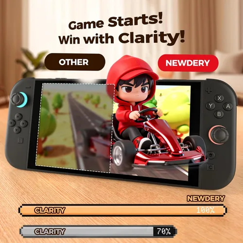 Vista 3 de NEWDERY 2 Pack for Nintendo Switch 2 Screen Protector, 9H Tempered glass, HD Clear, Auto-Dust Removal, Bubble Free, Compatible with Switch 2