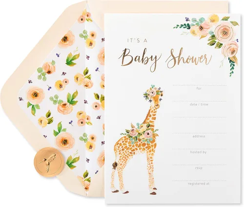 Vista 7 de Papyrus Tarjetas de agradecimiento para bebés con sobres, elefante y jirafa (20 unidades)