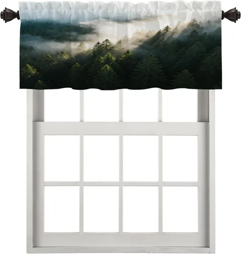 Vista 172 de Cortinas opacas de poliéster multicapa marrón con diseño de bosque natural, 2 unidades, 26 x 24 pulgadas