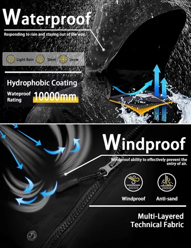 Vista 4 de GEMYSE - Chaqueta de esquí impermeable, resistente al viento, lluvia y nieve, para hombre