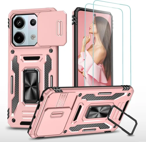 Vista 32 de Jeylly Funda para Xiaomi Poco X3 NFC con protector de pantalla de vidrio templado [2 paquetes], resistente a prueba de golpes, funda protectora