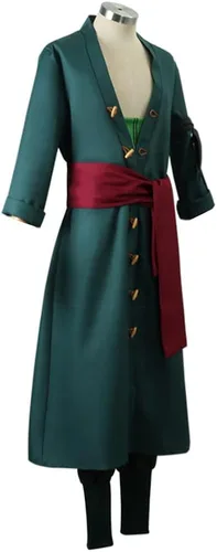 Vista 2 de GWOKDAN Disfraz de cosplay de Roronoas para hombre, bata tipo kimono de anime, uniforme de Halloween con aretes