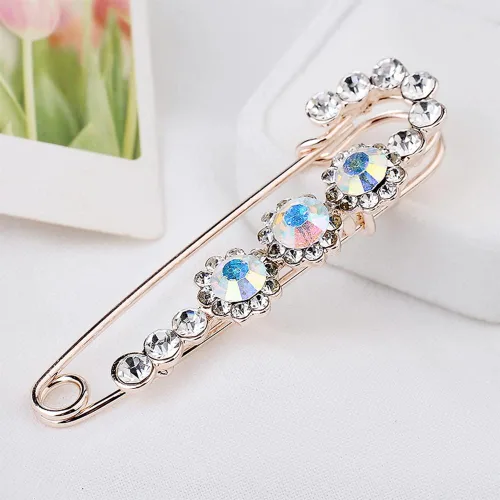 Vista 5 de 2 broches de aleación de cristal de moda para damas, cárdigan con hebilla de conexión, accesorios de ropa para niñas y mujeres