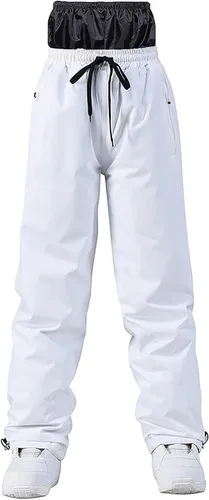 Vista 2 de hlysgo Pantalones de esquí de nieve para mujer, impermeables, aislados, softshell, con cordón, pantalones de snowboard