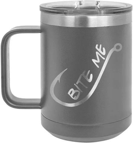 Vista 12 de BITE ME Negro 15 oz Taza de café w/tapa deslizante Taza de café de viaje aislada Ideas de regalos de cumpleaños o Navidad de mujeres u hombres