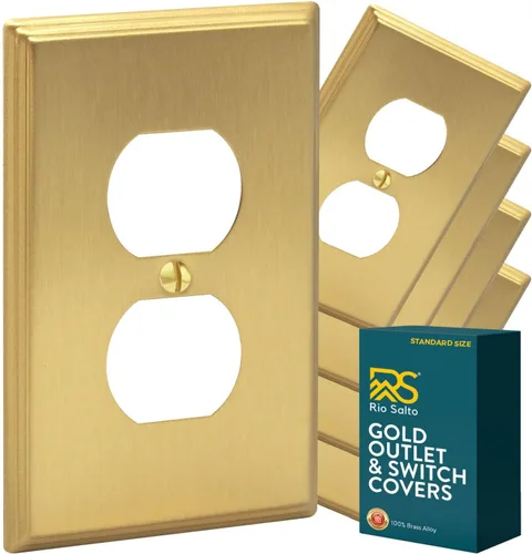 Vista 34 de Rio Salto BRASS Deco Collection - Placa de pared ciega de metal dorado de tamaño estándar, cubierta de salida resistente a la corrosión