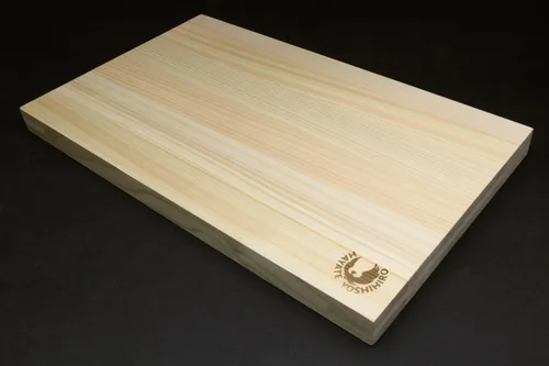 Vista 6 de Yoshihiro Hinoki Cypress - Tabla de cortar con núcleo antitorsión, madera Hinoki japonesa, apta para cuchillos, grado profesional, (grande)
