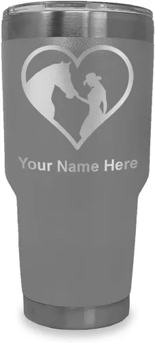 Vista 39 de LaserGram Vaso aislado al vacío de 20 onzas, corazón de vaquera de caballo, grabado personalizado incluido (negro)