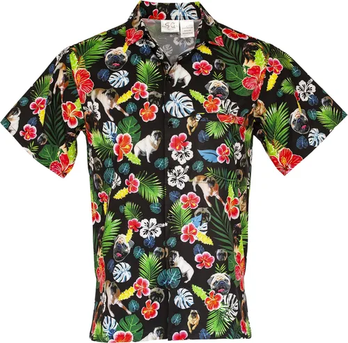 Vista 6 de Funny Guy Mugs Mens Hawaiian Print Button Down Short Sleeve Shirt