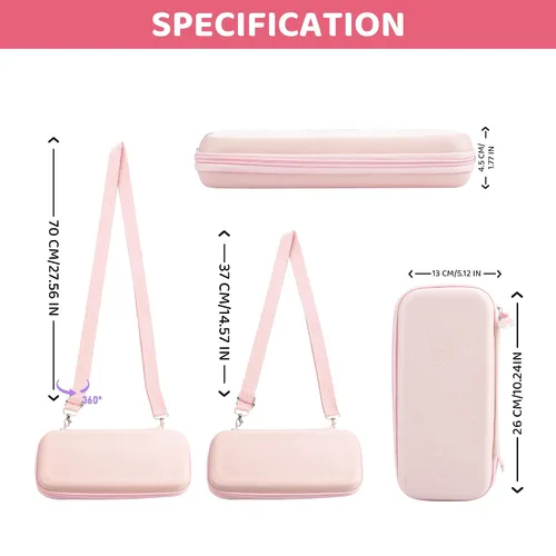 Vista 3 de 9 in 1 Carrying Case for Nintendo Switch OLED, GLDRAM Cute Accessories Kit with Travel Case, Hard PC Cover, Glass Screen Protector, Thumb Grip Caps