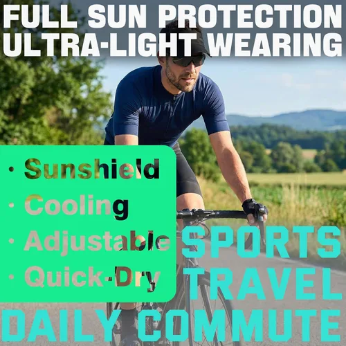 Vista 6 de Visera deportiva con ranuras para gafas, visera atlética ajustable para correr, golf, tenis, pesca.