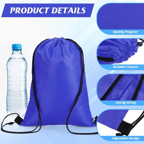 Vista 3 de Roowest 200 piezas de mochila deportiva con cordón ajustable, bolsas de cordón para fiestas, para mujeres, hombres, viajes al gimnasio, Azul marino