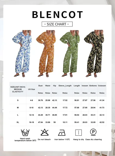 Vista 5 de BLENCOT Women's Floral Print Deep V Neck Romper Fall Long Sleeve Loose Boho Wide Leg Jumpsuits with Belt