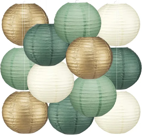 Vista 14 de Retisee 12 linternas de papel de manzana de 10 pulgadas para decoración