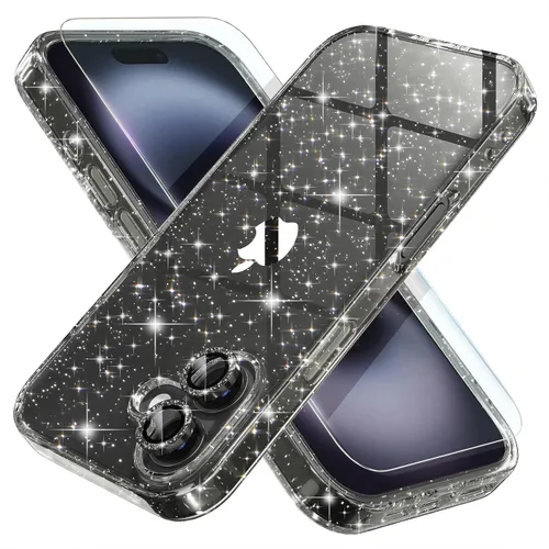 Vista 42 de Choiche, funda para iPhone 14 de mujer, brillante, protección de grado militar, 2 cubiertas de lentes de cámara Diamond, 2 protectores de vidrio