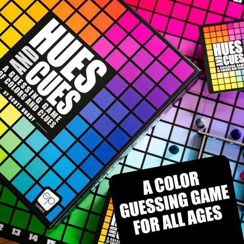 Vista 3 de HUES and CUES Juego de adivinanzas de colores vibrantes, perfecto para la noche de juegos en familia Conecta pistas y colores 480 cuadrados