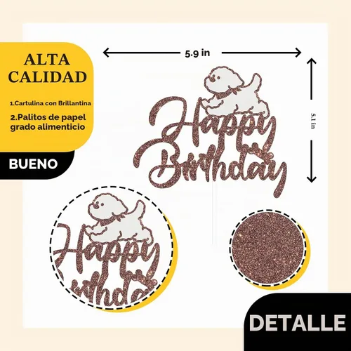 Vista 2 de Decoración de pastel de perro de feliz cumpleaños, decoración de pastel de fiesta de cumpleaños de mascotas, suministros de decoración de pasteles