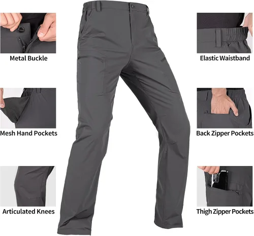 Vista 5 de Shallowlulu Pantalones cargo de senderismo para hombre de secado rápido ligeros resistentes al agua transpirables pantalones de trabajo para hombres