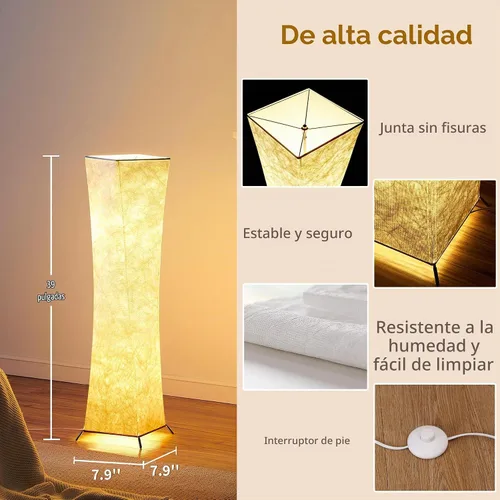 Vista 3 de chiphy - Lámpara de pie regulable de 52” (S) de alto, 2 bombillas LED de 12 W con 3 niveles de brillo ajustables, pantalla de tela blanca, para sala