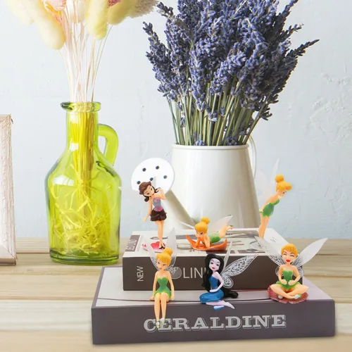 Vista 5 de 6 PCS Mini Figuras de Hadas para Jardín de Hadas, Adornos de Hadas en Miniatura de Resina, Hada Pequeña para Decoración de Pasteles de Cumpleaños