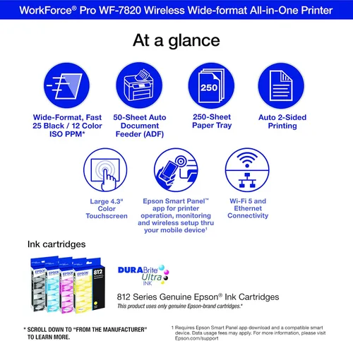 Vista 3 de Epson Workforce Pro WF-7820 Impresora inalámbrica de inyección de tinta