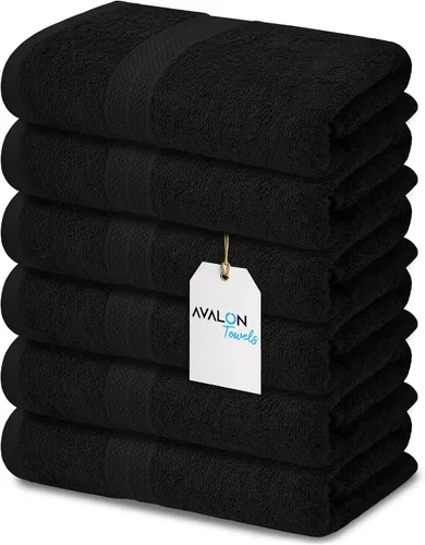 Vista 13 de Avalon Towels Toallas de baño para baño, 100% algodón, color negro, paquete de 12 (24 x 48 pulgadas), juego de toallas de baño de secado rápido