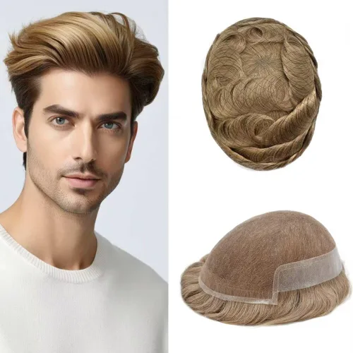 Vista 35 de FACE MIRACLE - Tupé de encaje frontal francés para hombres, postizos, sistemas de reemplazo de cabello humano con PU para hombre, prótesis