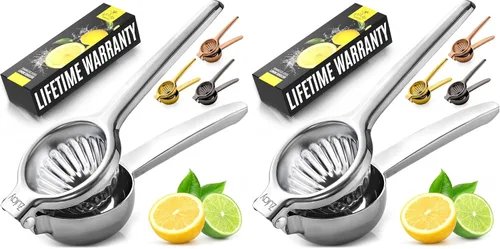 Vista 15 de Zulay Kitchen Exprimidor de limón de acero inoxidable, antideslizante, diseño ergonómico con cuenco exprimidor sólido y resistente, exprimidor negro