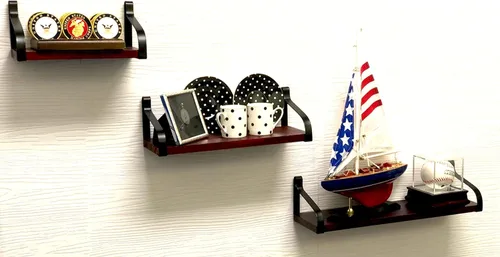 Vista 6 de DECOMIL Estantes flotantes para montar en la pared, estantes de almacenamiento de pared de madera rústica, juego de 3 para cualquier espacio
