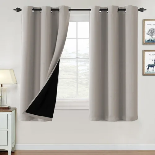 Vista 60 de H.VERSAILTEX Cortinas 100% de opacidad para dormitorio, con aislamiento térmico, cortinas opacas de 63 pulgadas de largo, cortinas de bloqueo