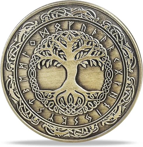 Vista 9 de Moneda Vikingo nórdico Mjolnir Moneda Martillo de Thor Mitología nórdica Talismán
