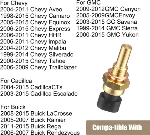 Vista 7 de Pack-1 Sensor de temperatura ECT para automóvil, reemplazo de sensor de temperatura de motor de metal resistente al agua, OEM #15404280 12191170